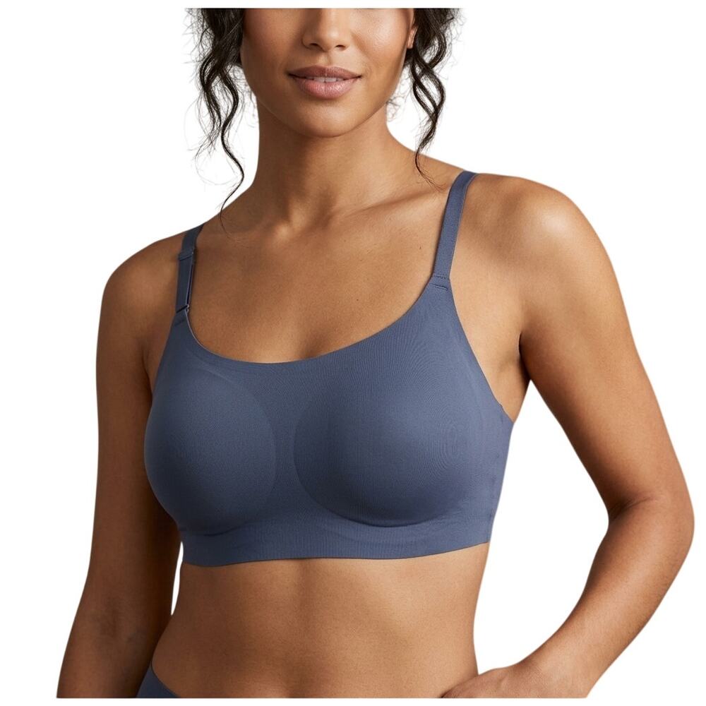 TRUE & CO Seamless Wireless Adjustable Thin Strap Bra XL Blue Comfort